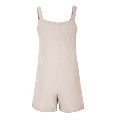 yardsong Deals of The Day Rompers for Women 2024 Summer Trendy Casual Short Overalls Sleeveless Adjustable Straps Jumpsuits with Pockets Todays Daily Deals