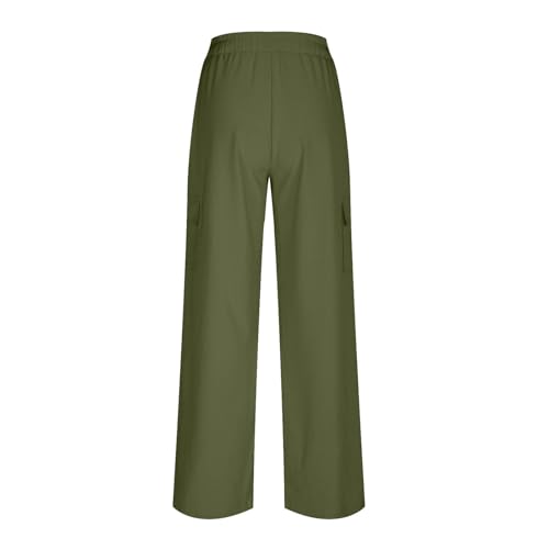Turilly Women's Pants Baggy Loose Wide Leg Comfy Soft Pants Casual Drawstring Elastic Waisted Work Pants with Side Pockets