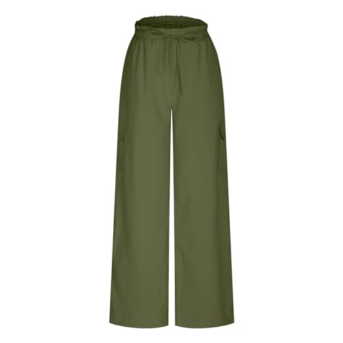 Turilly Women's Pants Baggy Loose Wide Leg Comfy Soft Pants Casual Drawstring Elastic Waisted Work Pants with Side Pockets