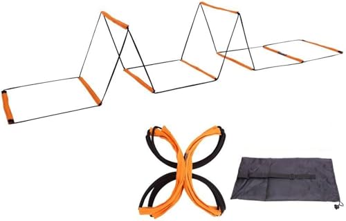 AiZicheng Agility Ladder, Agility Training Equipment, Soccer Speed Ladder, Football Footwork Ladder, Workout Ladder for Kid Adult, Foldable&Unwinding&Carrying Bag (Orange (10 Squares))