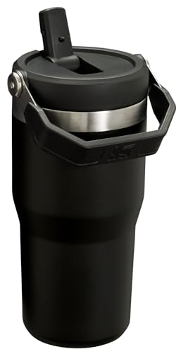 Stanley IceFlow Stainless Steel Tumbler - Vacuum Insulated Water Bottle for Home, Office or Car Reusable Cup with Straw Leak Resistant Flip Cold for 12 Hours or Iced for 2 Days, Black 2.0, 20OZ