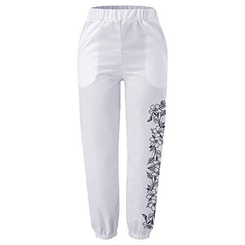 Generic My Orders Placed,Wide Leg Lounge Pants for Women Pants for Women Trendy Womens Capris Summer Striped Linen High Waisted Baggy Trousers Women’S Sweatpants Tall Sweat Comfy Wide (White,M)