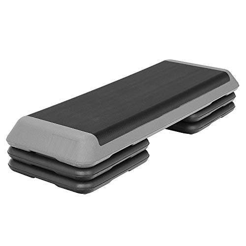Oteymart 43 Inches Aerobic Step Platform Stepper Height Adjustable for Exercise Workout Step Platform w/ 4 Risers Trainer, Black