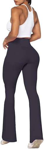 Sunzel Flare Leggings, Crossover Yoga Pants with Tummy Control, High-Waisted and Wide Leg, 28" Inseam, Graphite X-Small