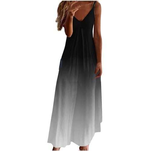 YFGEFTR Woman Summer Dress Summer Dresses for Women 2024 Casual V-Neck Sleeveless Maxi Dress Spaghetti Strap Long Dress Bohemian Beach Sundress Deals of The Day Lightning Deals Today
