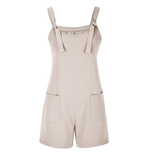 yardsong Deals of The Day Rompers for Women 2024 Summer Trendy Casual Short Overalls Sleeveless Adjustable Straps Jumpsuits with Pockets Todays Daily Deals