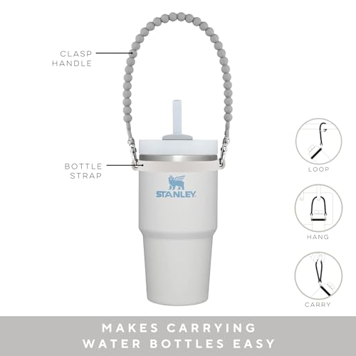 Ryan & Rose Water Bottle Handle - Water Bottle Sling, Carrier, Holder with strap - Soft Durable Silicone - Fits Most 8-40oz Bottles - Compatible Stanley Cup Accessories (Slate)