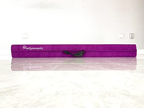 PreGymnastic 6FT/8FT/9.5FT Folding Balance Beam for Kids 3-12,Foldable Gymnastics Floor Beam-Extra Firm Suede Cover with Carry Bag for Home-Gym Equipment for Toddler Teenage (Purple, 6FT)