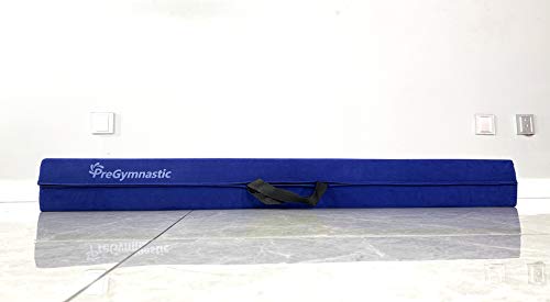 PreGymnastic 6FT/8FT/9.5FT Folding Balance Beam for Kids 3-12,Foldable Gymnastics Floor Beam-Extra Firm Suede Cover with Carry Bag for Home-Gym Equipment for Toddler Teenage (Blue, 6FT)
