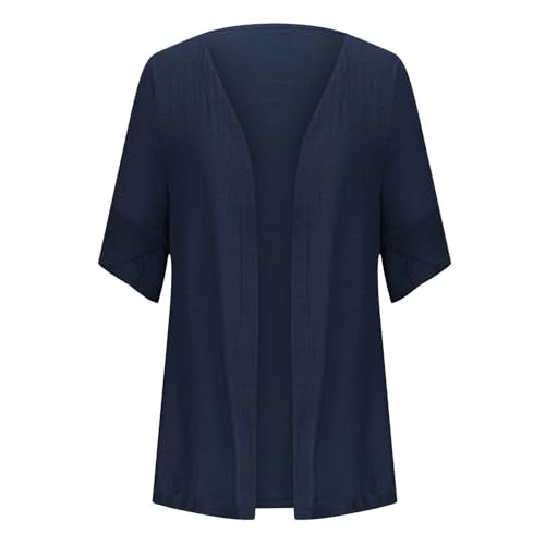 ZCVBOCZ Womens Kimonos for Summer Casual Elbow Sleeve Cardigan Plus Size Open Front Shirts Lightweight Loose Beach Cover Ups