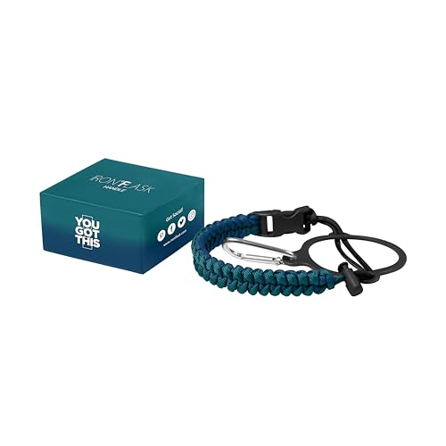 IRON °FLASK Paracord Handle - Fits Wide Mouth Water Bottles - Durable Carrier, Secure Accessories, Survival Strap Cord, Safety Ring, and Carabiner - Seven Core Paracord Bracelet