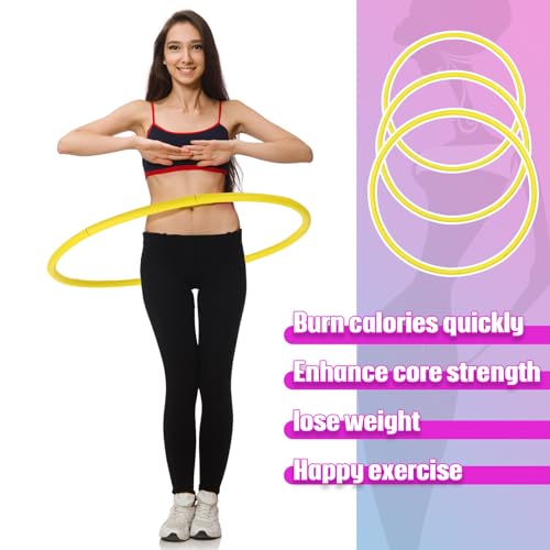 Motionchic 1pc Exercise Fitness Hoop Removable Adjustable Weighted Hoop Suitable for Weight Loss and Home Fat Burning Exercise Workouts Gym (Green)