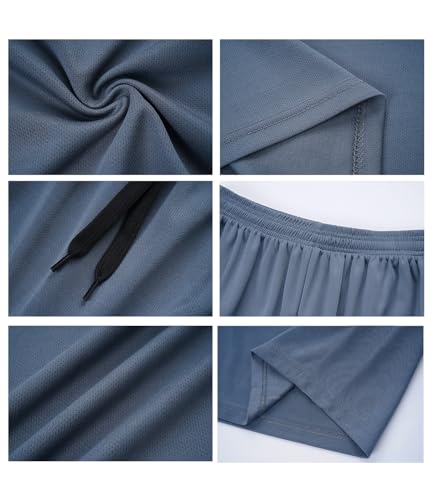 RPOVIG Men's Workout Shorts Sets 5 Pack with Zippered Pockets Basketball Gym Activewear Athletic Mesh Shorts