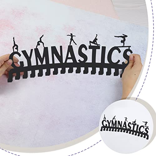 SUPERDANT Gymnastics Medal Hook Sports Medal Holder Display Hanger Rack Metal Wall Mount with 17 Hooks for 60+ Hanging Medal Rack Display Competition Medal Holder Display Wall Hanging