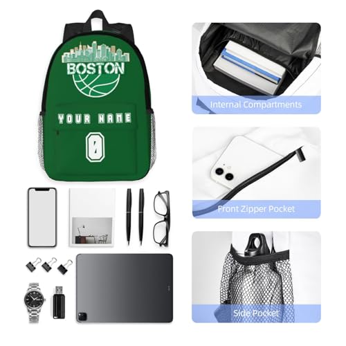 Jvpprds Citys Custom Backpack for Boys Personalized Schoolbag Customized Bag with Name Numbers Fans Gifts