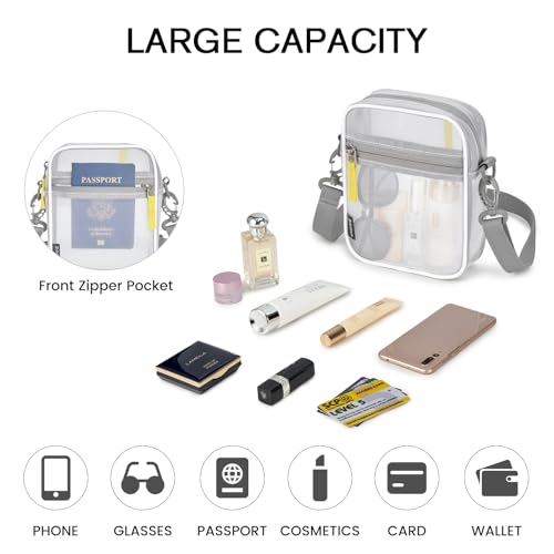 G4Free Clear Bag Stadium Approved, Clear Sling Mesh Bag for Women Men, Crossbody Transparent Chest Bag for Concerts Sports Events Festivals(Black)