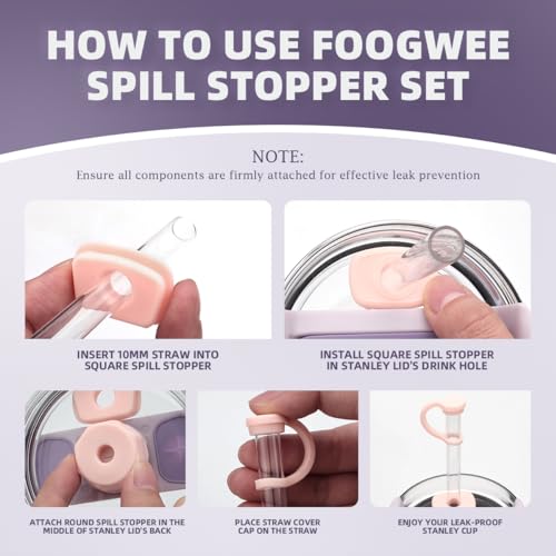 Silicone Spill Stopper Sets for Stanley 40/30 oz Quencher H2.0&1.0 Tumbler with Handle, Cup Accessories with Straw Cover Caps, Leak Stoppers, Spill Stoppers for Stanley Cup Lid(6Pcs Version 1.0&2.0)