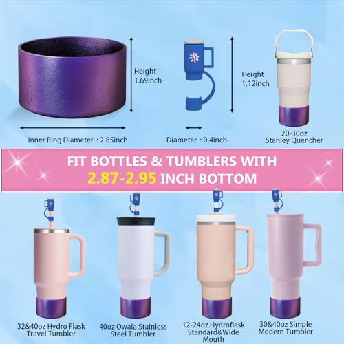 New Chameleon Gradient Matte Luster Silicone Boot Sleeve for Owala 24oz for Stanley/Simple Modern 20-40oz and More Bottles with 2.8-3in Base Anti Slip Bottom Straw Cover Protector (Astral Purple)