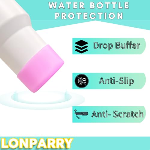 LONPARRY 2-Pack Silicone Boot for Stanley Cup Quencher IceFlow Rubber Bottom Sleeve Protector for Stanley Tumbler Car Travel Cup Bottle Bottom (CLear Fuchsia)
