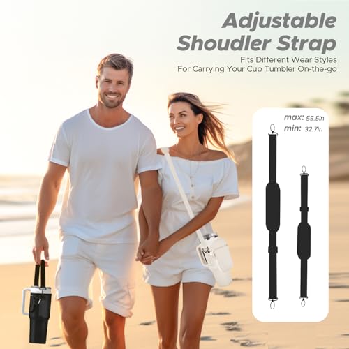 Watter Bottle Carrier Bag with Detachable Pocket Compatible with Stanley& Simple Morden 40oz Tumbler with Handle,Water Cup Holder with Adjustable Shoulder Strap& Carabiner for Stanley Cup Accessories