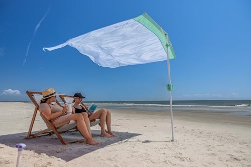 ShoreShade Sail (Coral Red), Best Beach Shade, Lightweight, Easy to Use, Sets up in 1 Minute, Cup Holders & Towel Hooks
