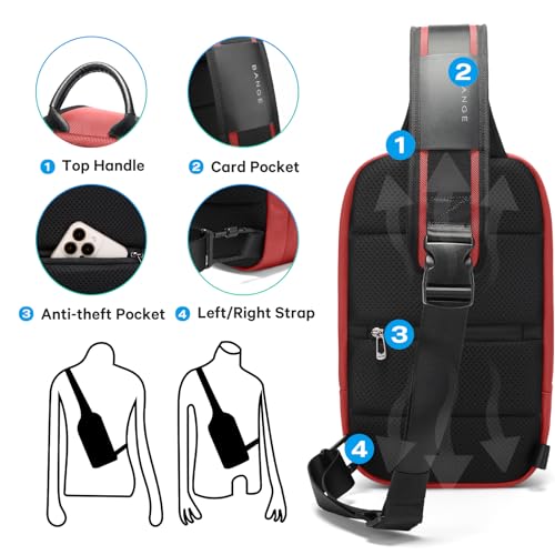 BANGE Sling Bag, Large Men's Cross Body bags, Men's Shoulder Bags for Work, Walking, Travel, Hiking…