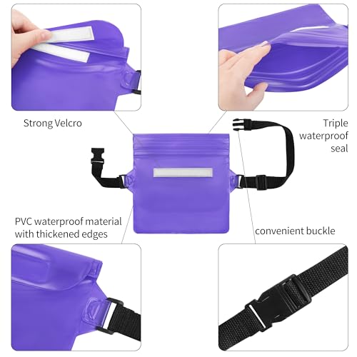 jealkip Waterproof Pouch with Adjustable Waist Strap, Waterproof Dry Bag, Keeps Cell Phones and Valuables Safe and Dry, Perfect for Kayaking, Beach, Camping and Swimming (Purple)