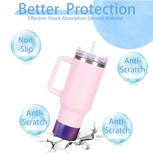 New Chameleon Gradient Matte Luster Silicone Boot Sleeve for Owala 24oz for Stanley/Simple Modern 20-40oz and More Bottles with 2.8-3in Base Anti Slip Bottom Straw Cover Protector (Astral Purple)