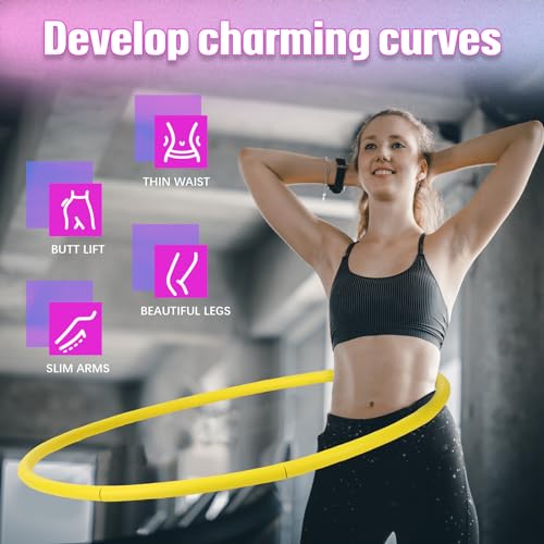 Motionchic 1pc Exercise Fitness Hoop Removable Adjustable Weighted Hoop Suitable for Weight Loss and Home Fat Burning Exercise Workouts Gym (Green)