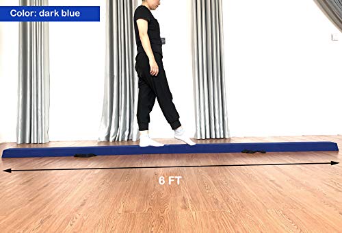 Marfula 6 FT / 8 FT / 9 FT Gymnastics Balance Beam Floor Beam - Extra Firm - Suede Cover - Anti Slip Bottom with Carry Bag For Kids/Adults Home Use (Blue, 6 FT)