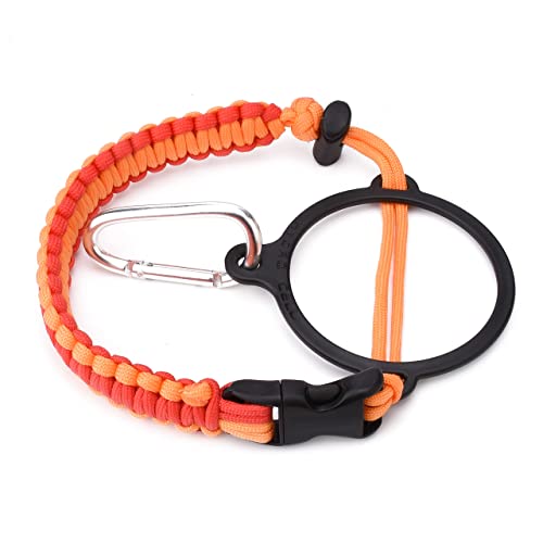 HYDRO CELL Paracord Handle for Wide Mouth Water Bottles - Carrier Strap w/Attachment Ring and Carabiner Accessory. Compatible w/ 64oz, 40oz 32oz, 24oz, 18oz, 14oz Insulated Bottles (Red/Orange)