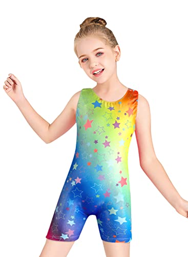 Belovance Leotards for Girls Gymnastics 3t 4t Toddler Child Athletic Sleeveless Dance Outfit Colorful Stars Gymnastic Biketard (Stars, 3-4 Years)