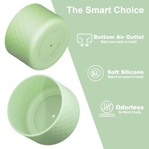 Comheral 2PCS Silicone Water Bottle Boot for Owala 24oz, Anti-Slip Protective Sleeve Bottom Bumper for FreeSip, Twist, and Flip Stainless Steel Bottles, Dishwasher Safe and BPA Free(Light Green)