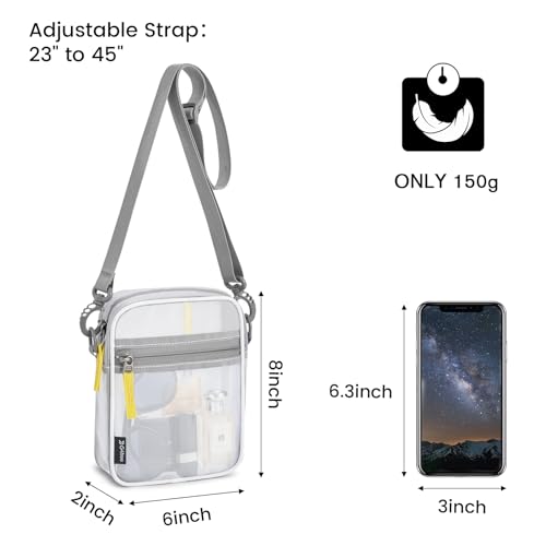 G4Free Clear Bag Stadium Approved, Clear Sling Mesh Bag for Women Men, Crossbody Transparent Chest Bag for Concerts Sports Events Festivals(Black)