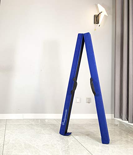 PreGymnastic 6FT/8FT/9.5FT Folding Balance Beam for Kids 3-12,Foldable Gymnastics Floor Beam-Extra Firm Suede Cover with Carry Bag for Home-Gym Equipment for Toddler Teenage (Blue, 6FT)