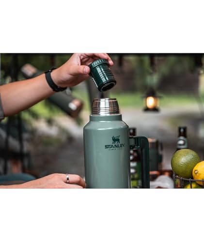 Stanley Classic Vacuum Insulated Wide Mouth Bottle - Hammertone Silver - BPA-Free 18/8 Stainless Steel Thermos for Cold & Hot Beverages - 2 QT