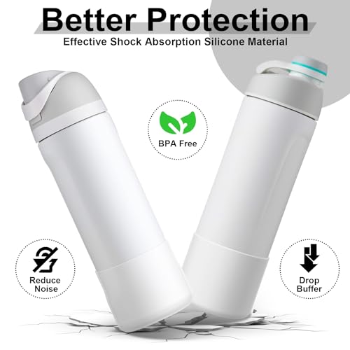 Alwenid 2PCS Silicone Water Bottle Boot for Owala 24 Oz, Anti-Slip Protective Sleeve Bottom Bumper Protector for FreeSip, Twist, and Flip Stainless Steel Water Bottles (Clear)