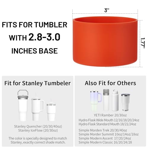 DUNLAGUE 2-Piece Silicone Boot for Stanley Quencher H2.0 20 30, 40oz & IceFlow Flip 20 30oz Tumblers with 3-Piece Straw Cover Cap, Stanley Cup Accessories Set, Tigerlily