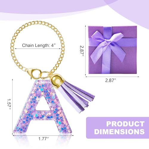 MOYOHIM Letter Charm for Stanley Cup, 1PCS Cute Tumbler Accessories Charm for Handle, Purple Personalized Initial Keychain Charm for Girls Women