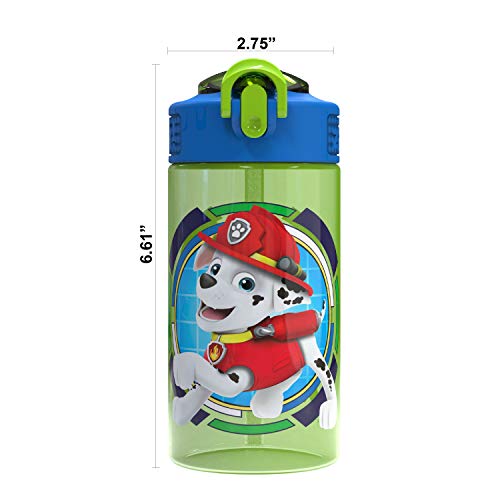 Zak Designs Paw Patrol Kids Spout Cover and Built-in Carrying Loop Made of Plastic, Leak-Proof Water Bottle Design (Rocky, Rubble & Chase, 16 oz, BPA-Free)