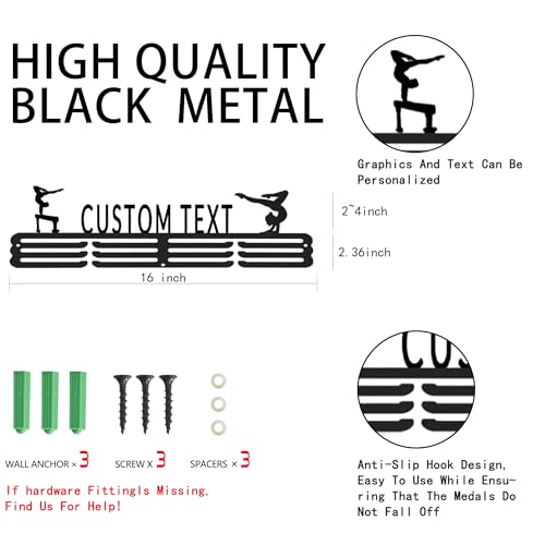 Personalized Medal Holder with Name Display Rack for Awards Ribbons - Metal Custom Sports Race Plaques Hanger for Wall Mount Hold Up 60 Medal Hanger Display for Athlete Boy Girl Kid