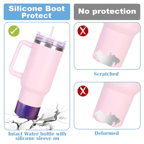 New Chameleon Gradient Matte Luster Silicone Boot Sleeve for Owala 24oz for Stanley/Simple Modern 20-40oz and More Bottles with 2.8-3in Base Anti Slip Bottom Straw Cover Protector (Astral Purple)
