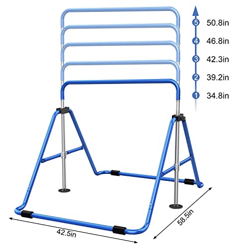 Tepemccu Expandable Gymnastics Bars,Adjustable Height Gymnastic Horizontal Bars,Junior Training Bar Children Folding Training Monkey Bars for Kids