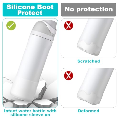 Alwenid 2PCS Silicone Water Bottle Boot for Owala 24 Oz, Anti-Slip Protective Sleeve Bottom Bumper Protector for FreeSip, Twist, and Flip Stainless Steel Water Bottles (Clear)
