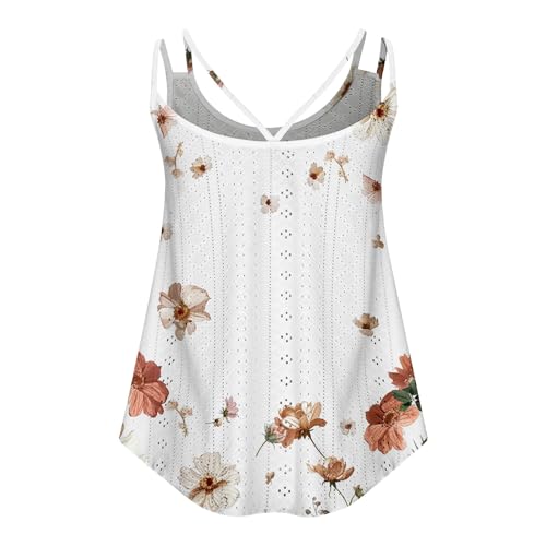 Ladies Flannel Shirts Sale Women's T Shirts Clearance of Sale Under 10 2024 Tank Tops for Women Summer Casual Eyelet Embroidery Sleeveless Tanks Spaghetti Strap Flowy Shirt Scoop Neck Pleated Cami