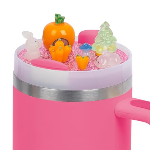 Compatible with Stanley Cup Lid Accessories Charms, Charms for Stanley Cups H2.0 Accessories 30oz 40oz with Silicone Straw Cover Cap for Tumblers (Bunny, 30oz)