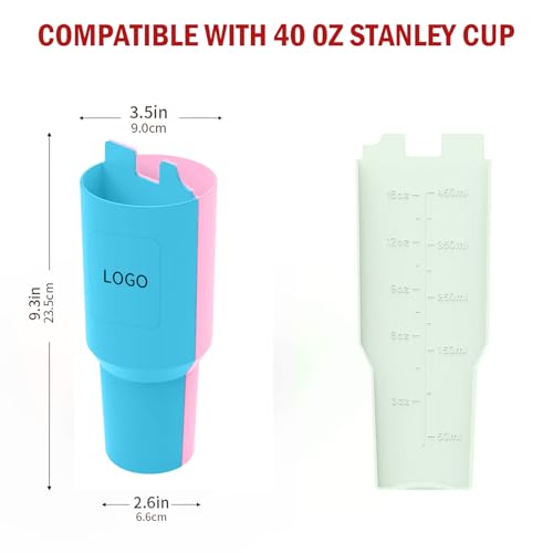 Stanley Cup 2-in-1 Drink Separator Silicone Liner, Compatible with Stanley Cup 40 oz, Stanley Accessory, Reusable Liner for Party, Leisure, Outdoor, Office (Blue/Pink)