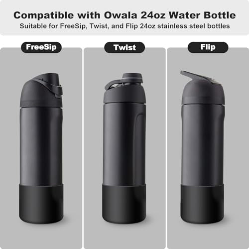 Alwenid 2PCS Silicone Water Bottle Boot for Owala 32 Oz, Anti-Slip Protective Sleeve Bottom Bumper Protector for FreeSip, Twist, and Flip Stainless Steel Water Bottles (Milky Gray)