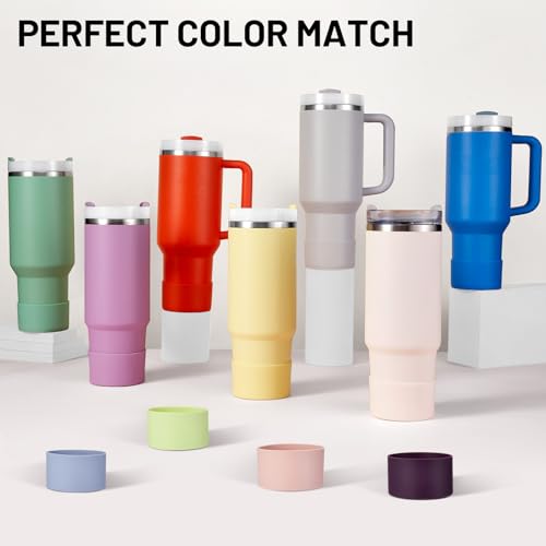 DUNLAGUE 2-Piece Silicone Boot for Stanley Quencher H2.0 20 30, 40oz & IceFlow Flip 20 30oz Tumblers with 3-Piece Straw Cover Cap, Stanley Cup Accessories Set, Tigerlily