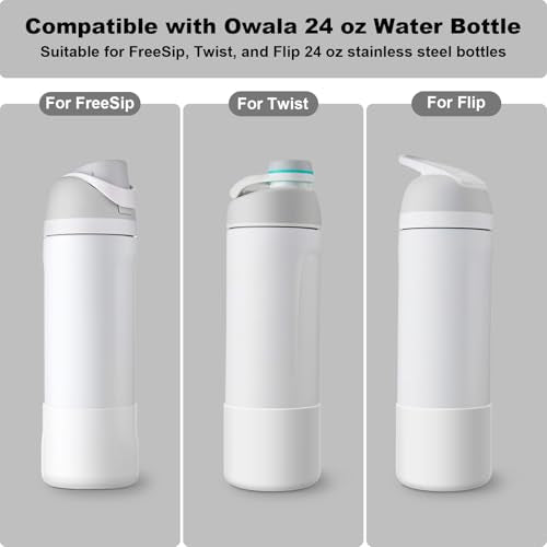 Alwenid 2PCS Silicone Water Bottle Boot for Owala 24 Oz, Anti-Slip Protective Sleeve Bottom Bumper Protector for FreeSip, Twist, and Flip Stainless Steel Water Bottles (Clear)